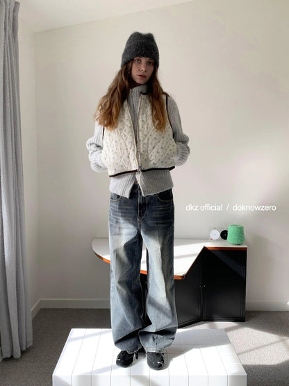 DKZ OFFICIAL Vintage Washed Relaxed Fit Blue Jeans For Women