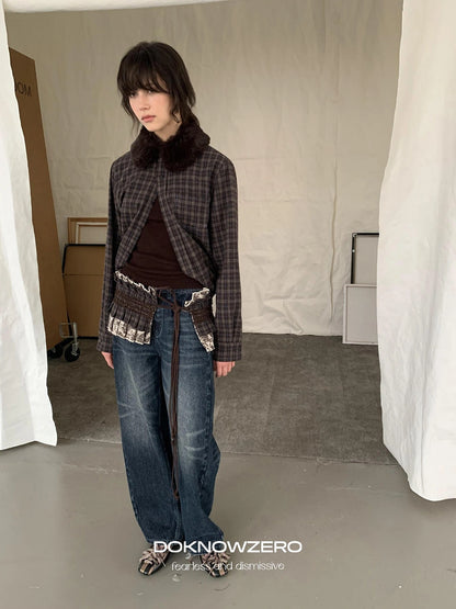 DKZ OFFICIAL Vintage Washed Wide Leg Denim Pants With Rivet Details