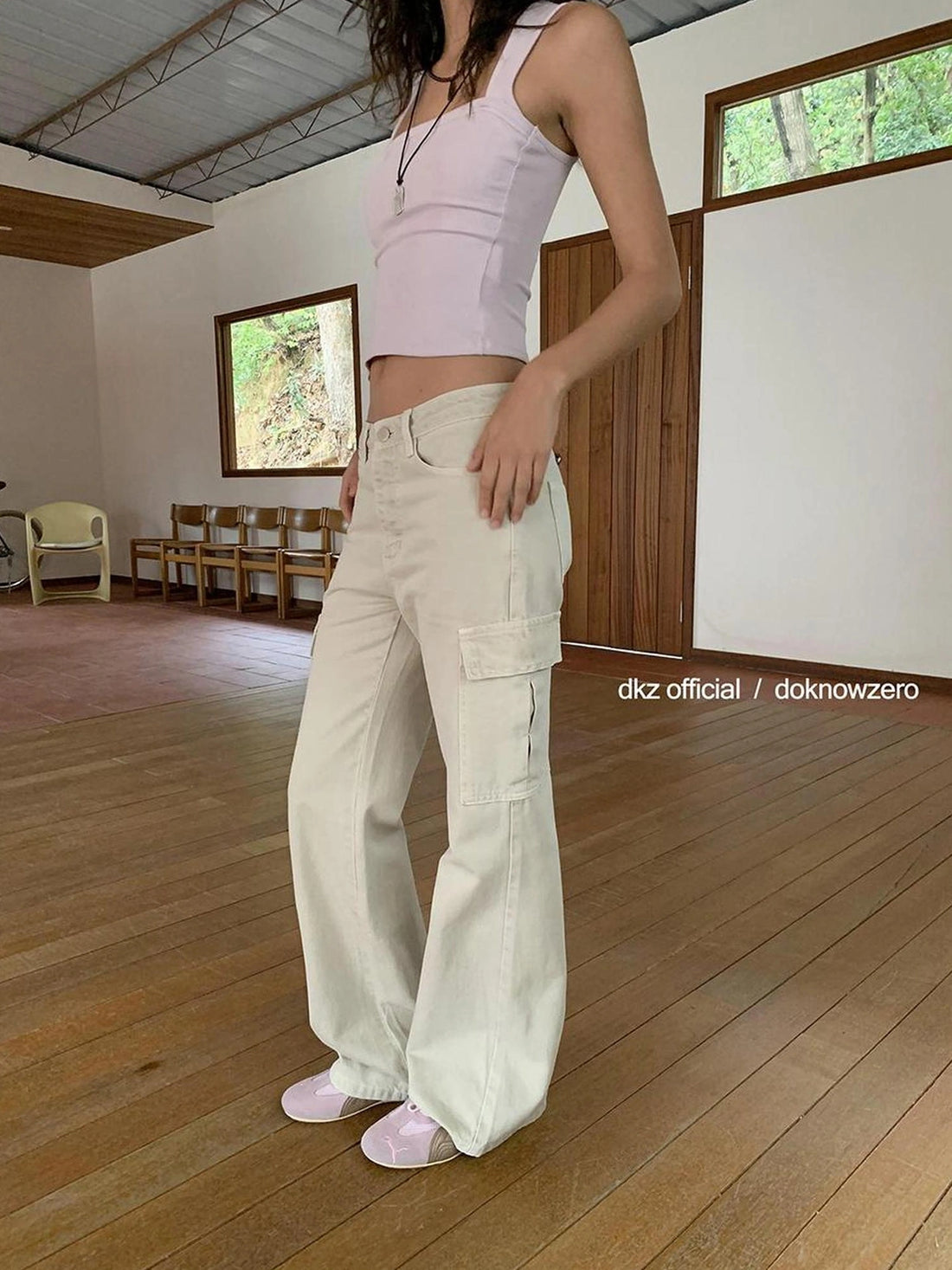 DKZ OFFICIAL Vintage Washed Wide Leg Trousers