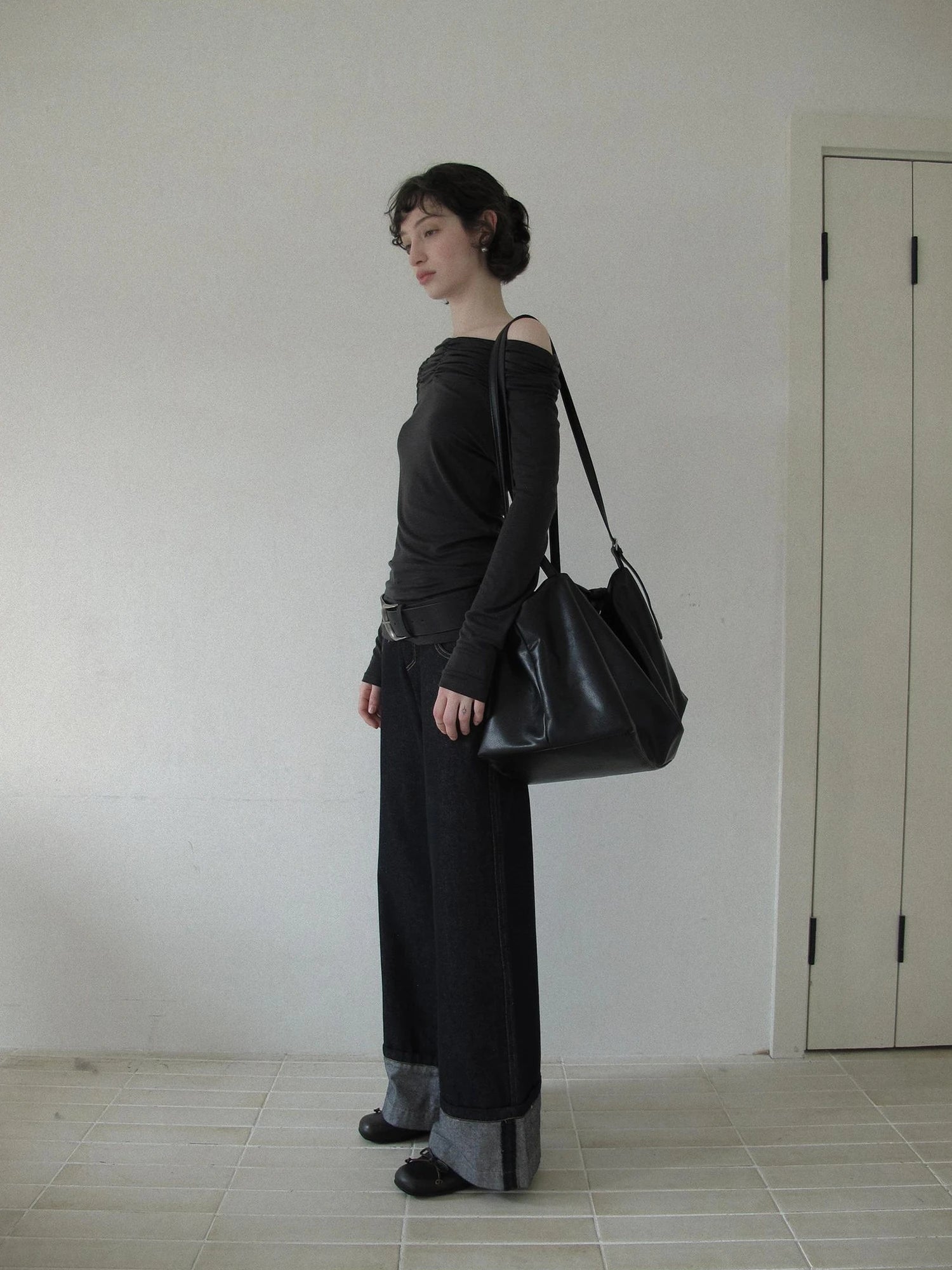 DKZ OFFICIAL Vintage Wide Leg Denim Trousers In Deep Blue