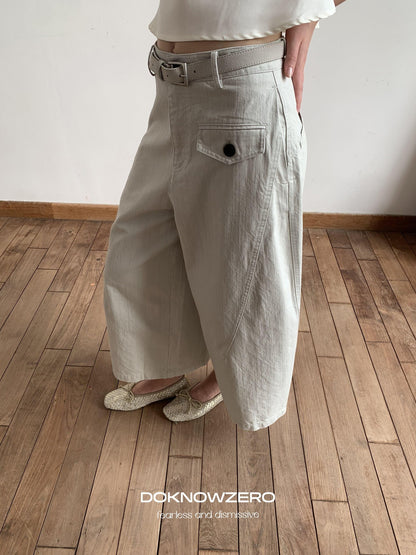 DKZ OFFICIAL Washed Cargo Belted Loose Retro Straight Women&