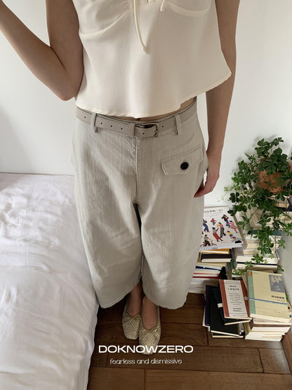 DKZ OFFICIAL Washed Cargo Belted Loose Retro Straight Women&