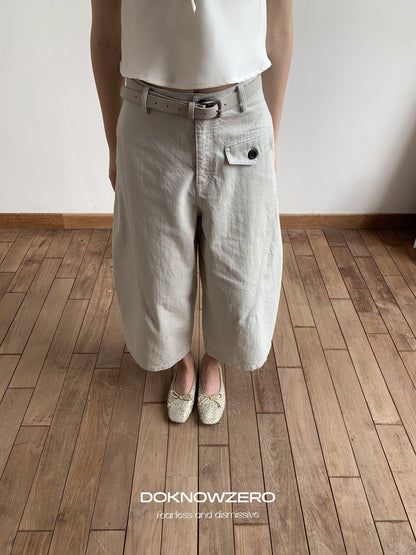 DKZ OFFICIAL Washed Cargo Belted Loose Retro Straight Women&