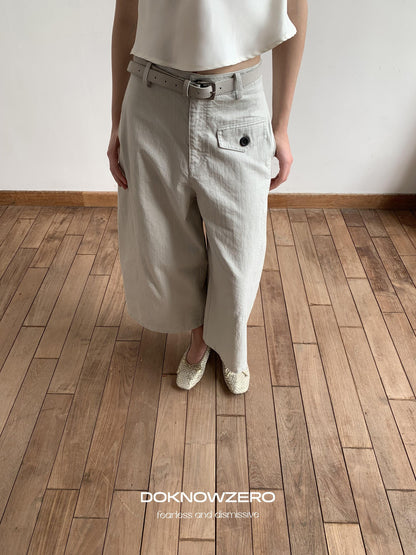 DKZ OFFICIAL Washed Cargo Belted Loose Retro Straight Women&