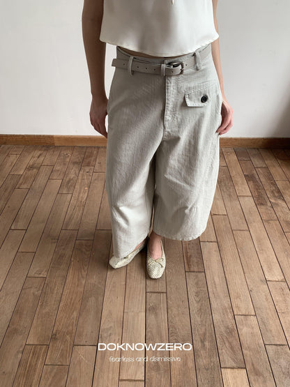 DKZ OFFICIAL Washed Cargo Belted Loose Retro Straight Women&