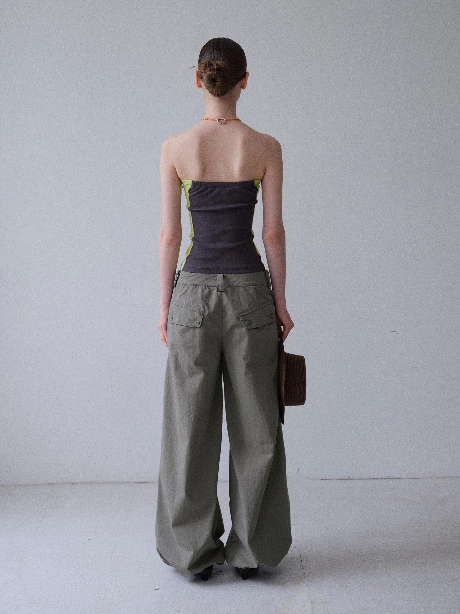 DKZ OFFICIAL Washed Khaki Distressed Drawstring Hem Women&