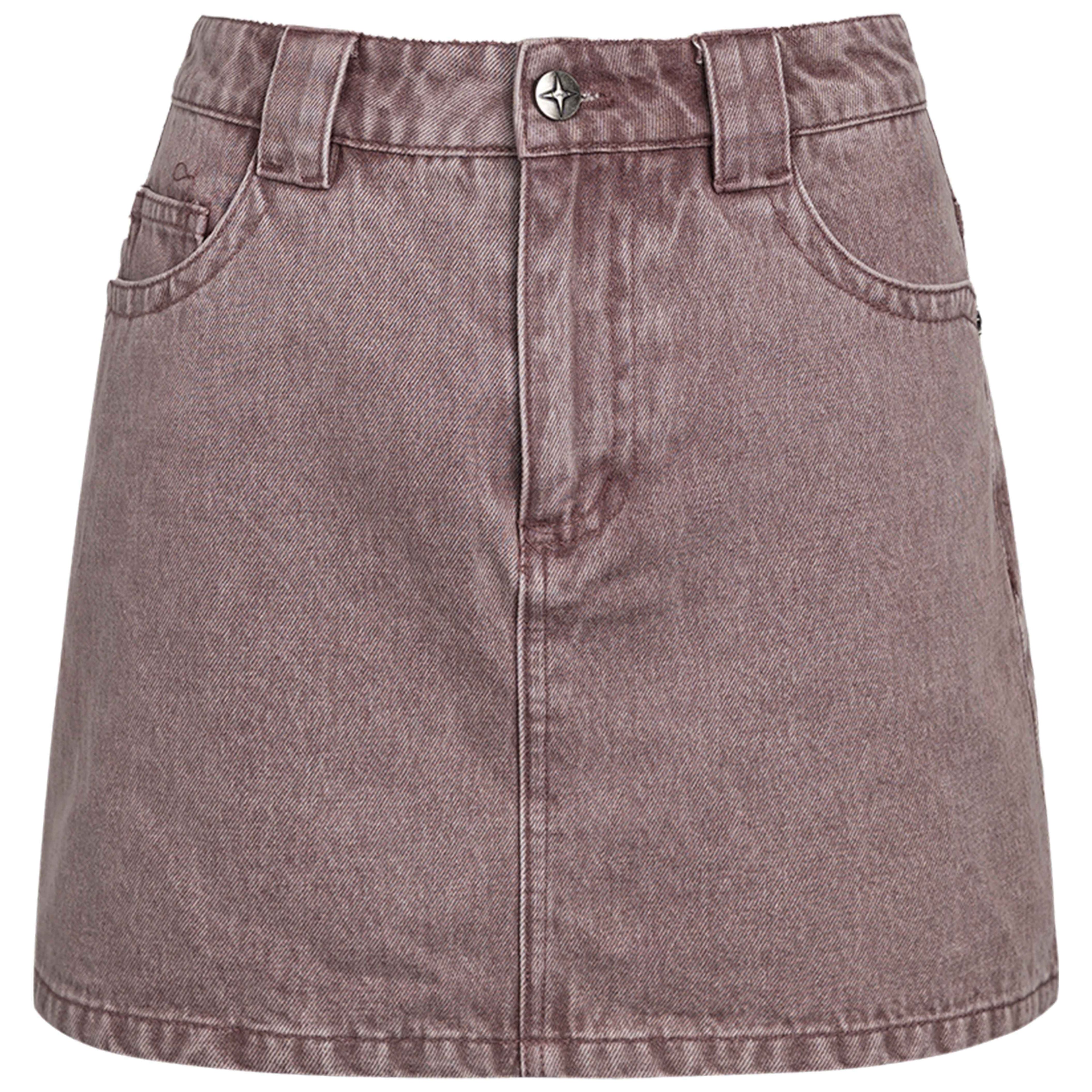 DKZ_OFFICIAL_Washed_Pink_Distressed_Pocket_A_Line_Mid_Waist_Cotton_Women&
