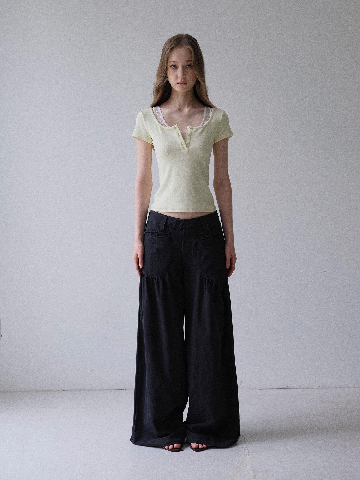 DKZ OFFICIAL Washed Slot Pocket Drawcord Hem Women&