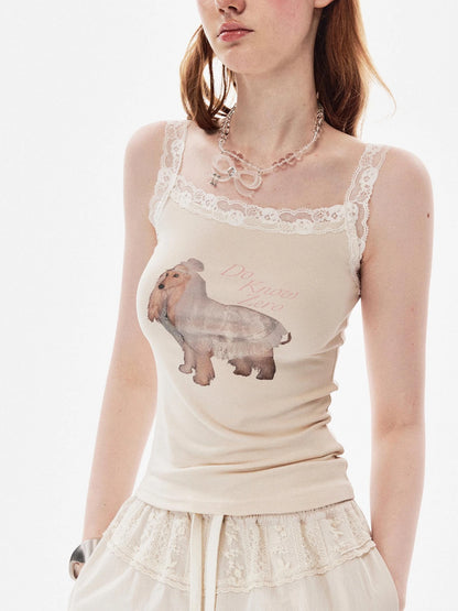 DKZ OFFICIAL Wedding Doggy Floral Lace Camisole