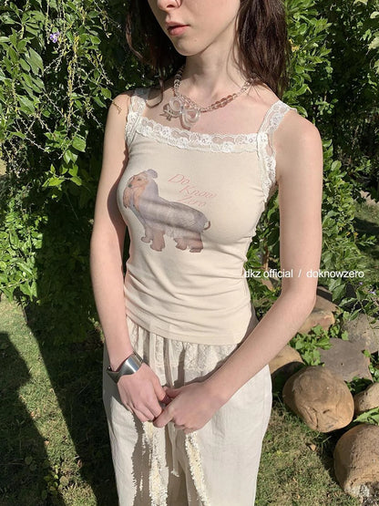 DKZ OFFICIAL Wedding Doggy Floral Lace Camisole