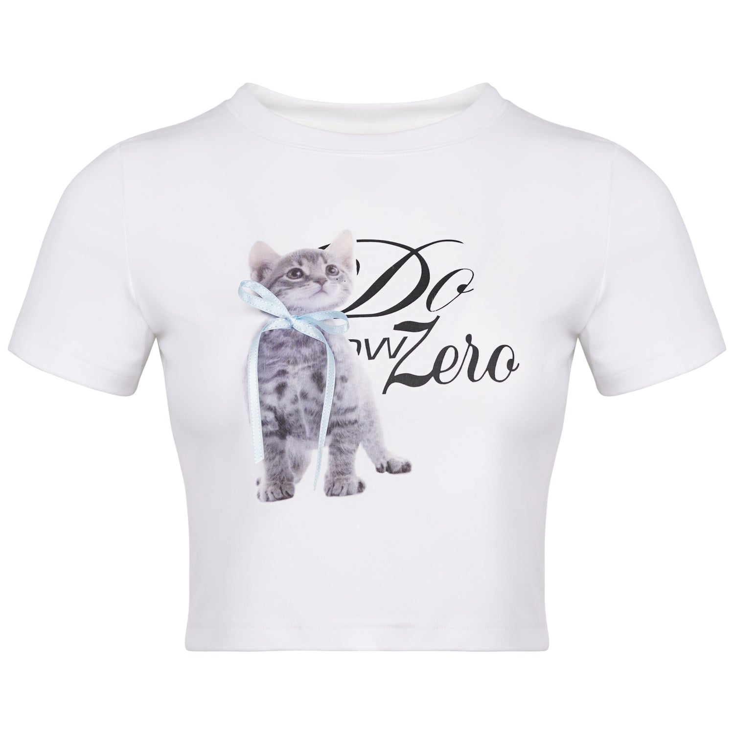 DKZ_OFFICIAL_White_Cat_And_Text_Print_Round_Neck_Short_Sleeve_Women&