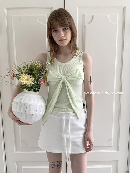 DKZ OFFICIAL White Contrast Colorblock Panel Mid Waist Women&