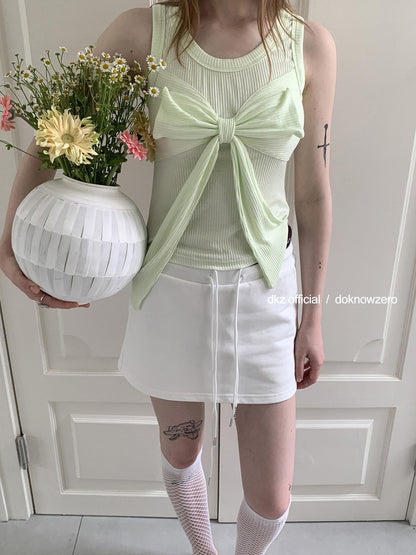 DKZ OFFICIAL White Contrast Colorblock Panel Mid Waist Women&