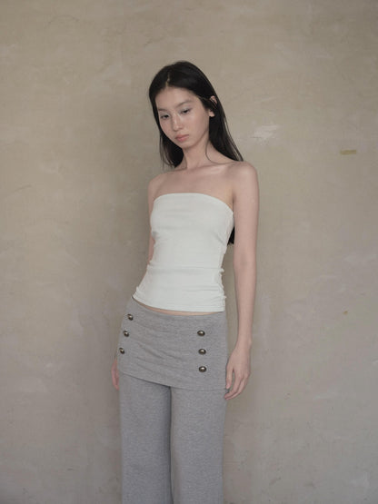 DKZ OFFICIAL White Cross Wrap Deep V Draped Pleat Two Piece Women&