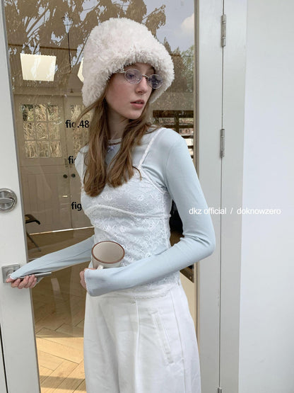 DKZ OFFICIAL White Embroidered Cutout Layered Women&