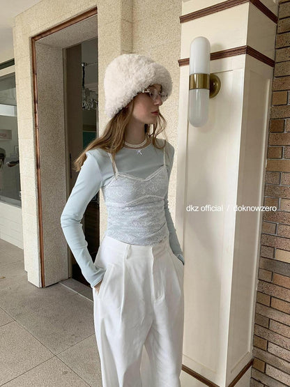 DKZ OFFICIAL White Embroidered Cutout Layered Women&