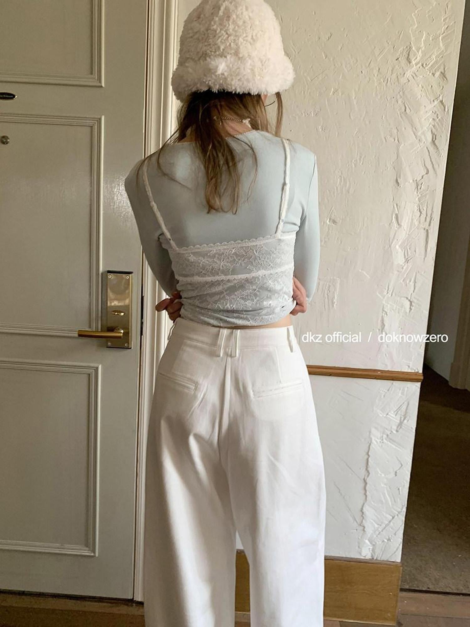 DKZ OFFICIAL White Embroidered Cutout Layered Women&