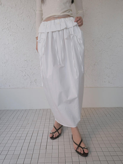 DKZ OFFICIAL White Embroidered Waistband Lantern Women&