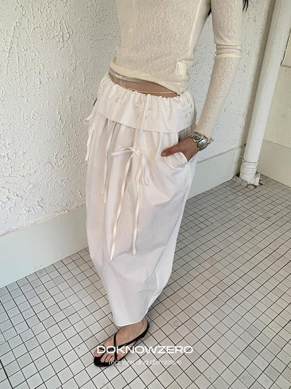 DKZ OFFICIAL White Embroidered Waistband Lantern Women&