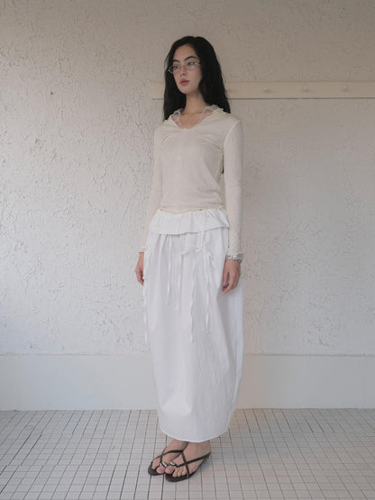DKZ OFFICIAL White Embroidered Waistband Lantern Women&