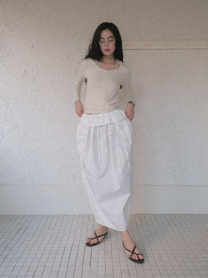 DKZ OFFICIAL White Embroidered Waistband Lantern Women&