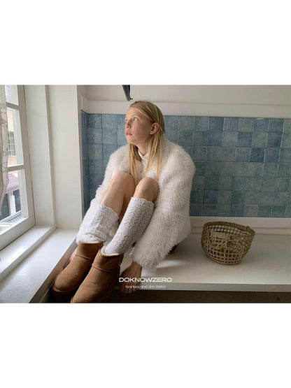 DKZ OFFICIAL White Faux Fur Oversized Boxy Women&