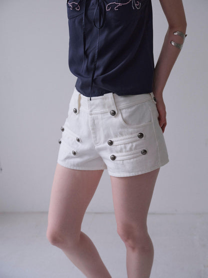 DKZ OFFICIAL White Knight Napoleon Button Low Rise Slim Women&
