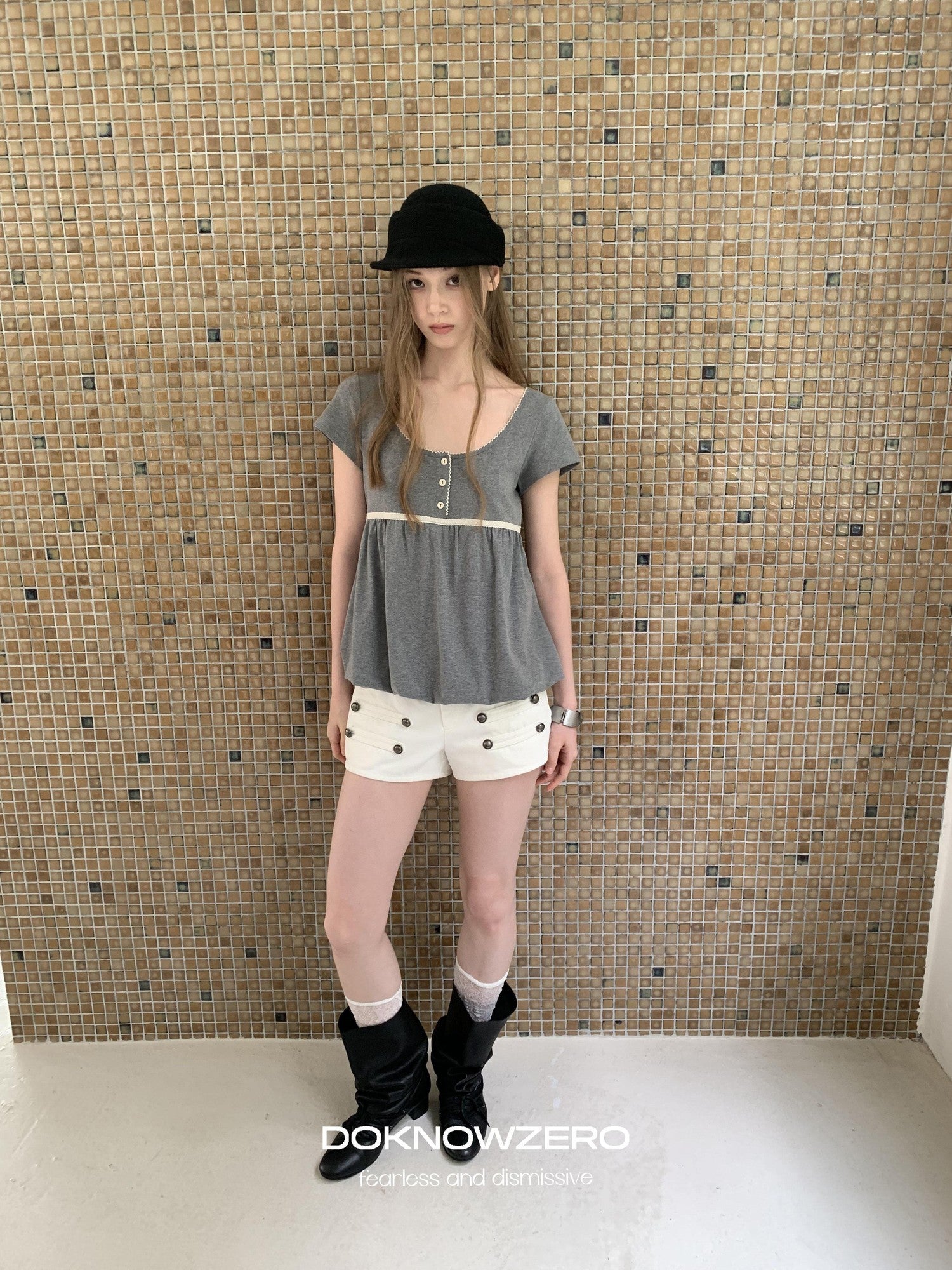 DKZ OFFICIAL White Knight Napoleon Button Low Rise Slim Women&