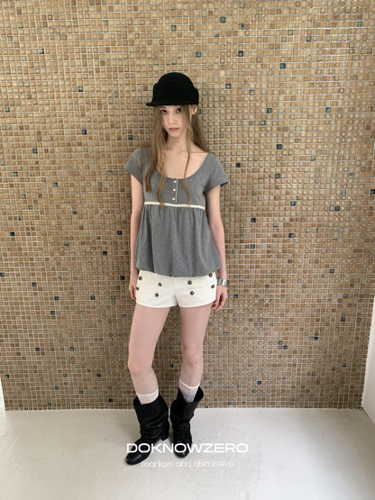 DKZ OFFICIAL White Knight Napoleon Button Low Rise Slim Women&