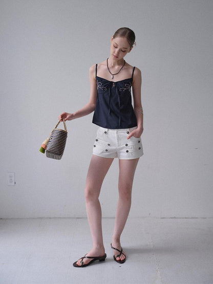 DKZ OFFICIAL White Knight Napoleon Button Low Rise Slim Women&