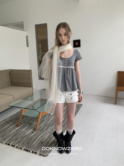 DKZ OFFICIAL White Knight Napoleon Button Low Rise Slim Women&