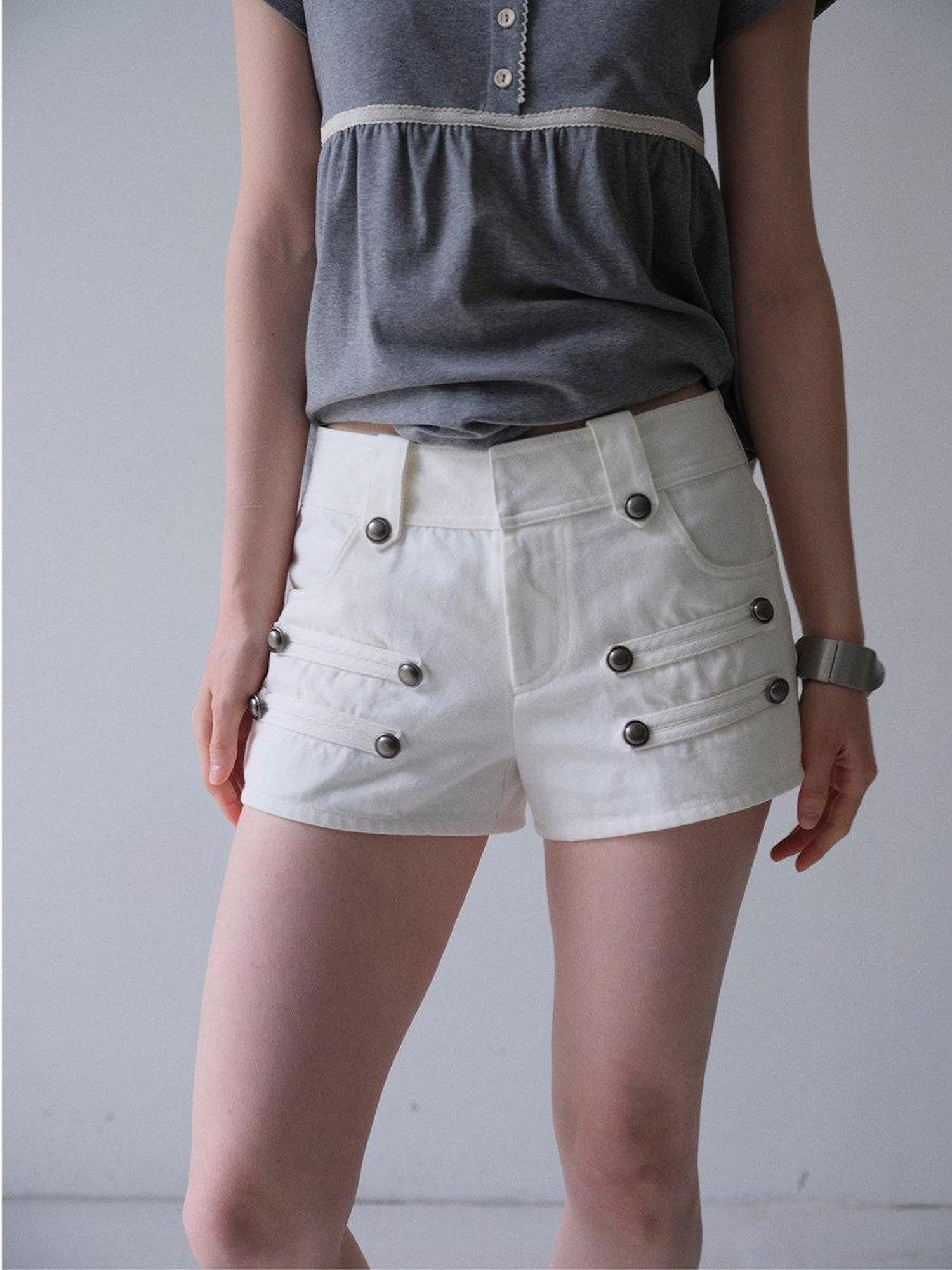 DKZ OFFICIAL White Knight Napoleon Button Low Rise Slim Women&