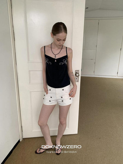 DKZ OFFICIAL White Knight Napoleon Button Low Rise Slim Women&