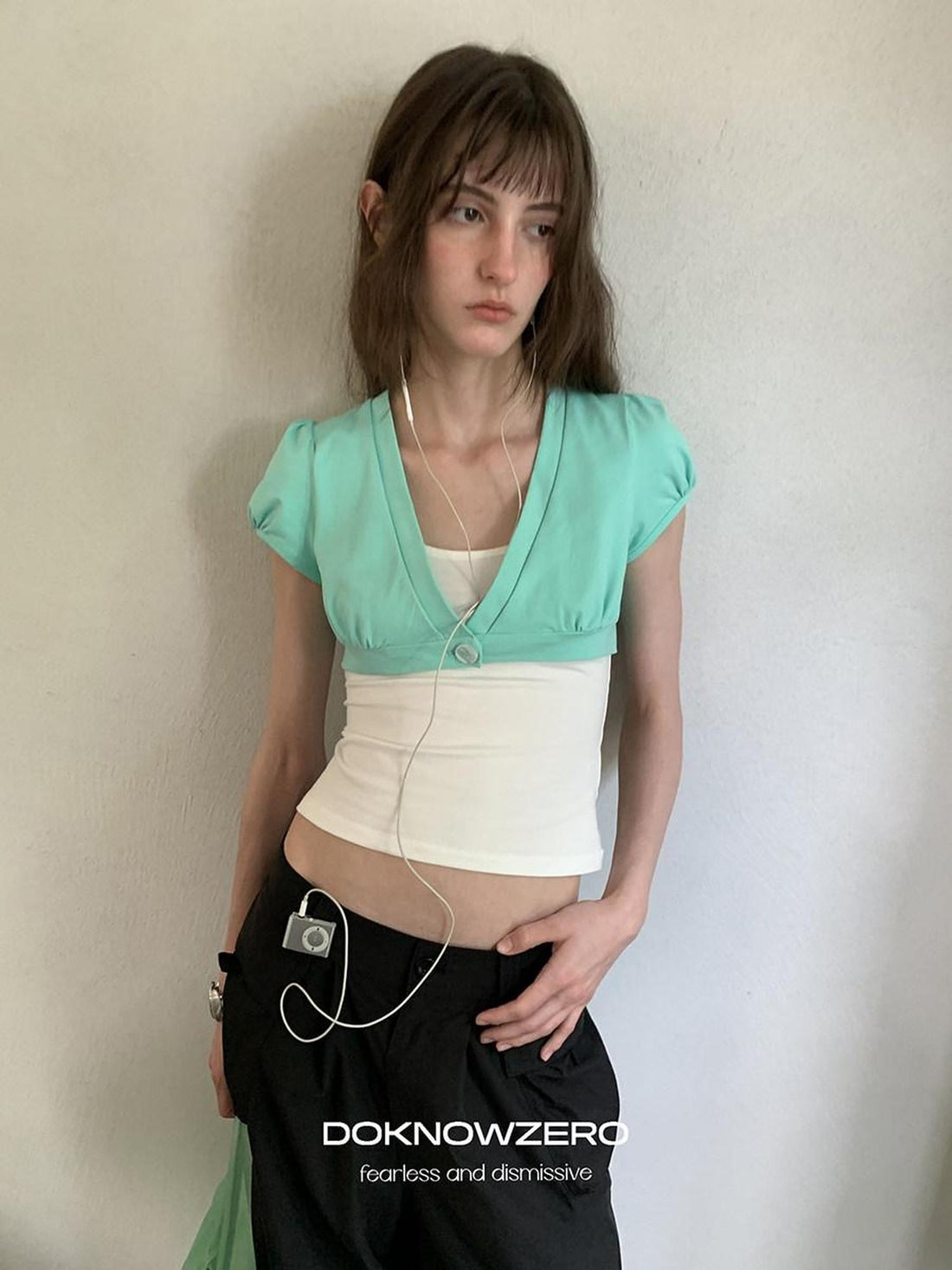 DKZ OFFICIAL White Layered Fitted U Neck Women&