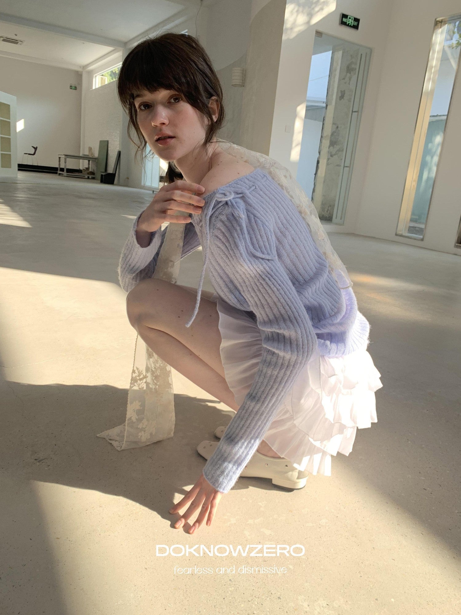 DKZ OFFICIAL White Layered Lace Puffed Cake A Line Women&