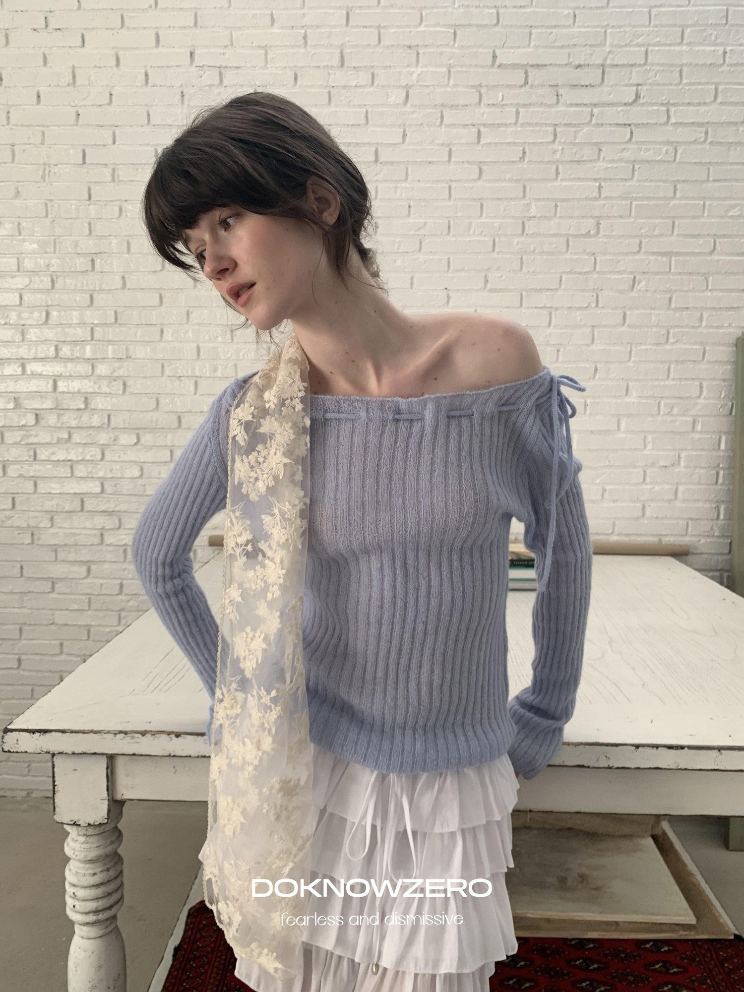 DKZ OFFICIAL White Layered Lace Puffed Cake A Line Women&