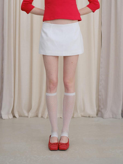 DKZ OFFICIAL White Minimal H Shape Straight Mid Waist Women&