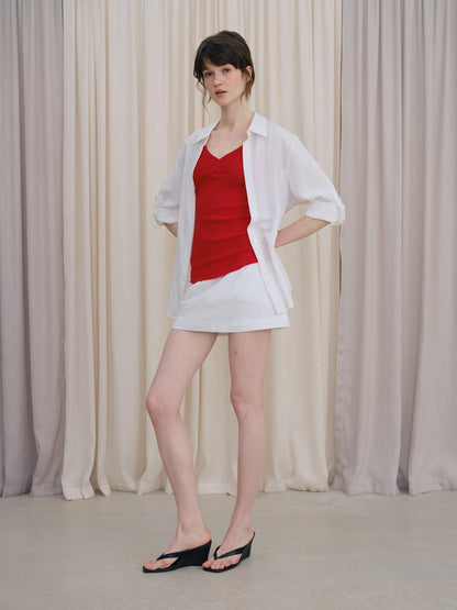 DKZ OFFICIAL White Minimal H Shape Straight Mid Waist Women&