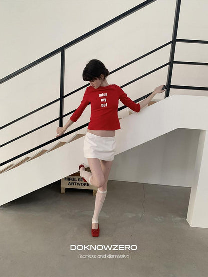 DKZ OFFICIAL White Minimal H Shape Straight Mid Waist Women&