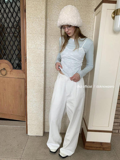 DKZ OFFICIAL White Pocket Draped Minimalist Women&