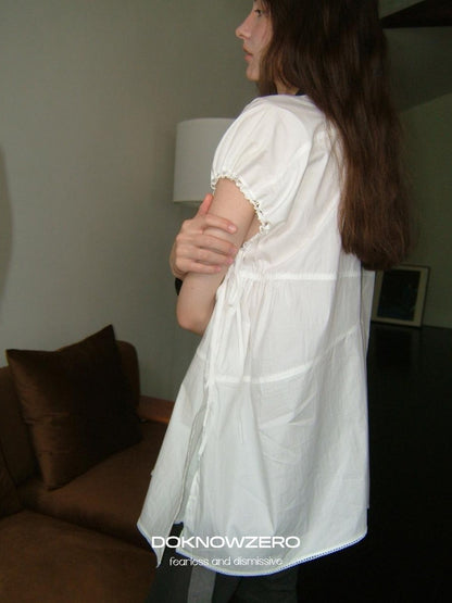 DKZ OFFICIAL White Small Flutter Sleeve Loose Women&
