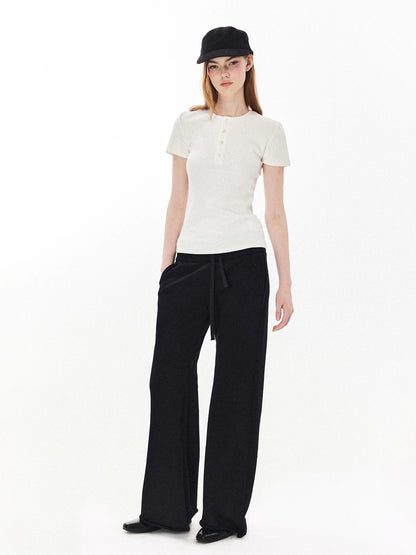 DKZ OFFICIAL Wide Waist Relaxed Flared Sweatpants