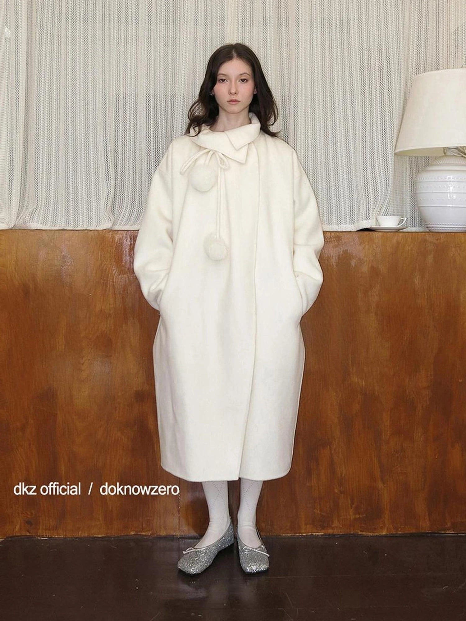 DKZ OFFICIAL Women 100% Wool Coat With Peter Pan Collar