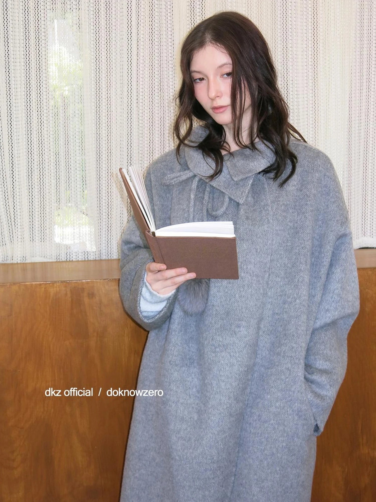 DKZ OFFICIAL Women 100% Wool Coat With Peter Pan Collar