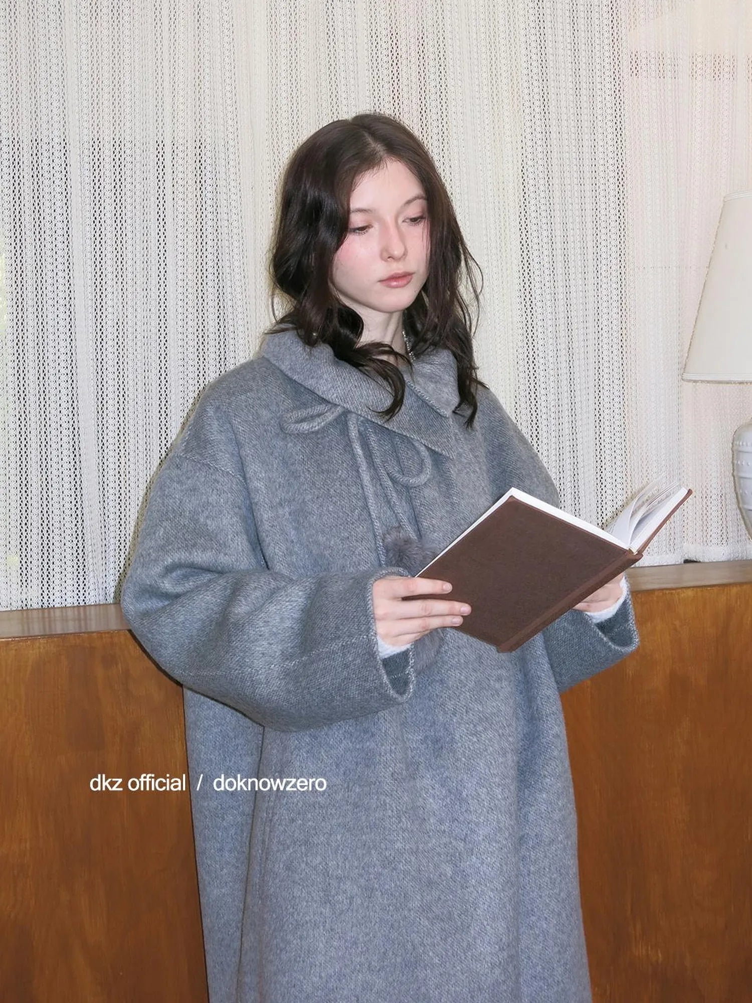 DKZ OFFICIAL Women 100% Wool Coat With Peter Pan Collar
