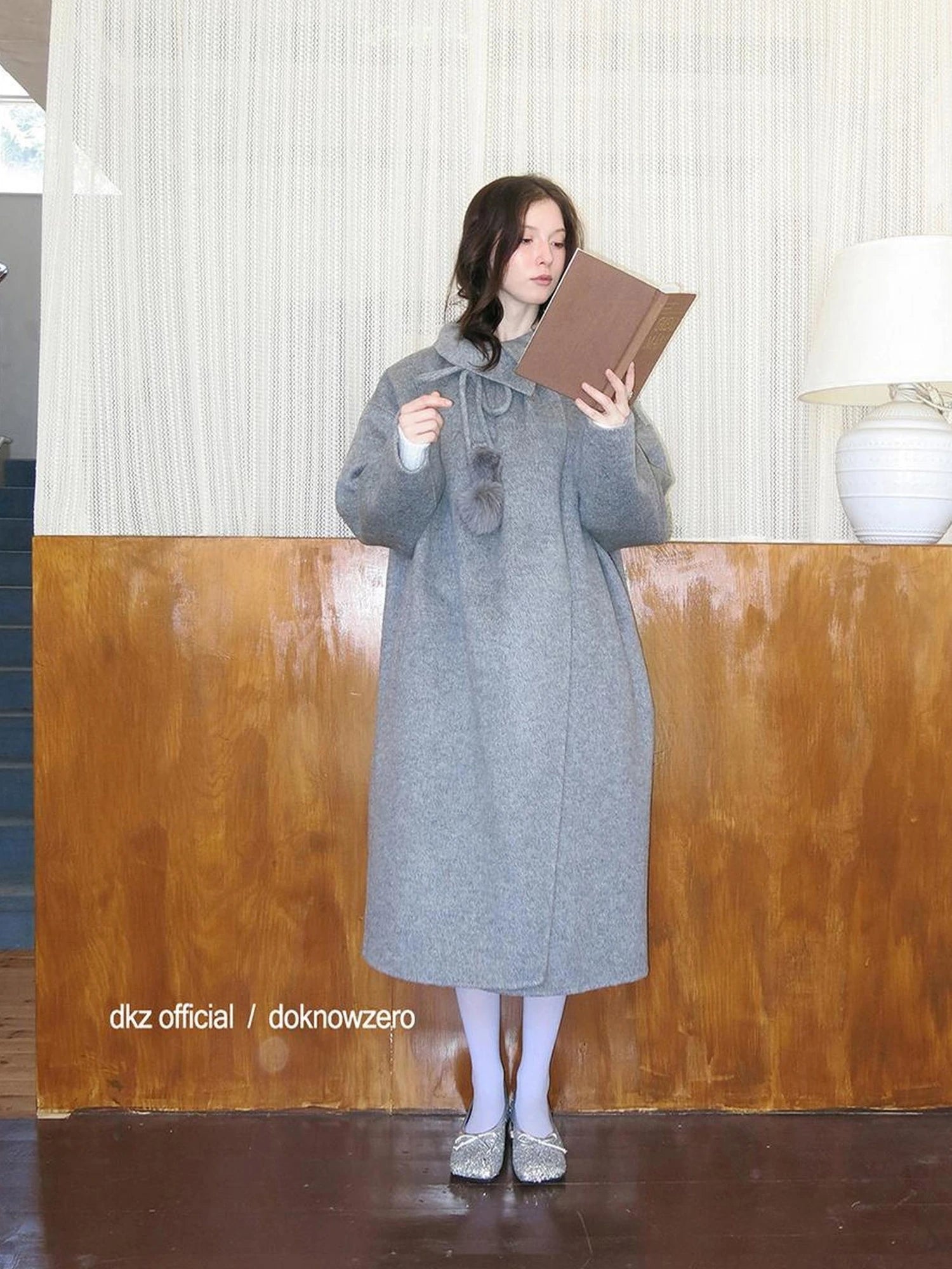 DKZ OFFICIAL Women 100% Wool Coat With Peter Pan Collar