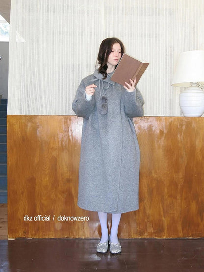 DKZ OFFICIAL Women 100% Wool Coat With Peter Pan Collar