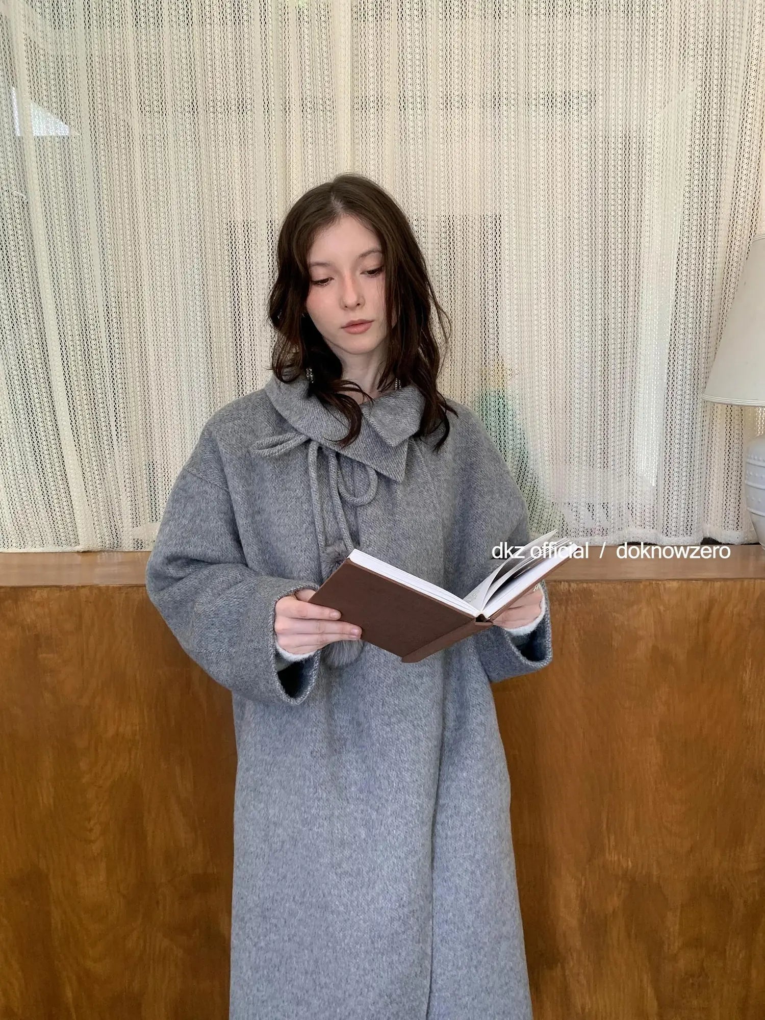 DKZ OFFICIAL Women 100% Wool Coat With Peter Pan Collar