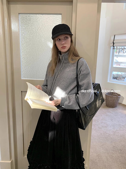 DKZ_OFFICIAL_Women_Half_Zip_Sweatshirt_Autumn_Winter_Loose_Casual_Top_MISSTT