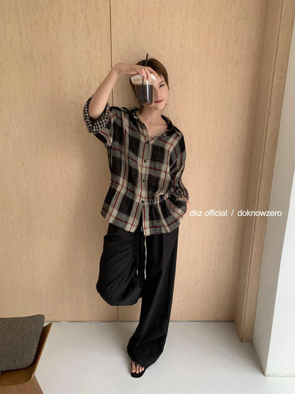 DKZ OFFICIAL Women Summer Loose Fit Drawstring Waist Long Pants